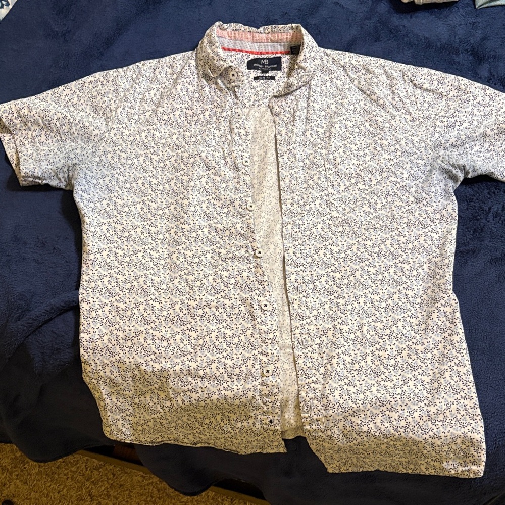 H&M Casual White and Blue Floral Shirt